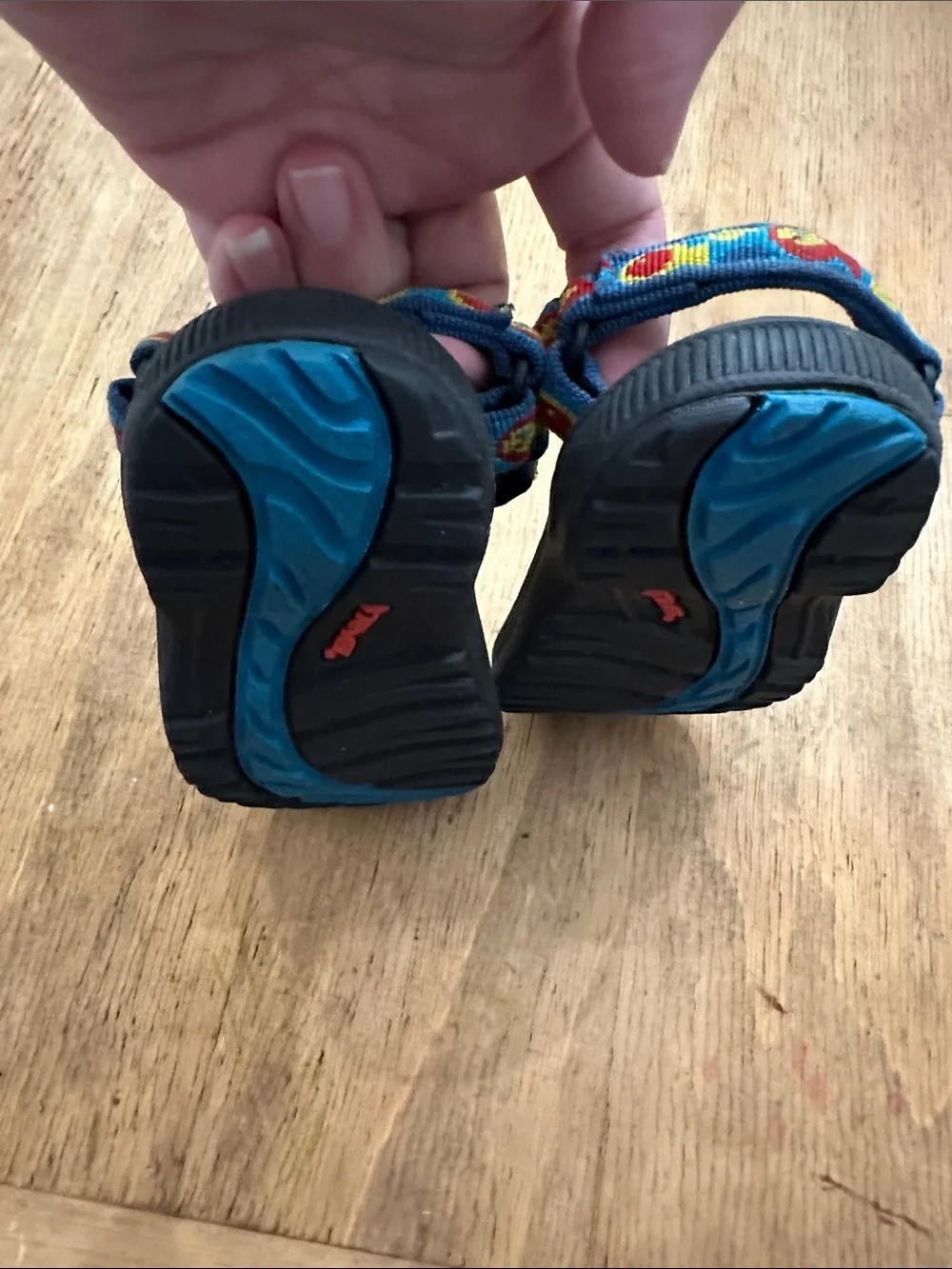 Teva Kids Blue Strap Sandals with Red & Yellow Fish Accents